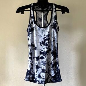 Fabletics Tie-Dye Racerback Tank Top - Black and White Womens Medium
